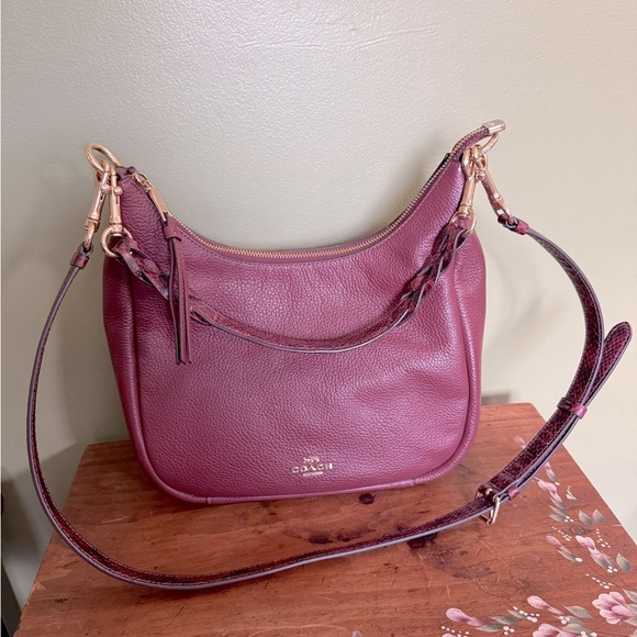 Coach Jules Hobo Bag Burgundy EUC Convertible Crossbody or Shoulder W/ Hangtag - Picture 1 of 9